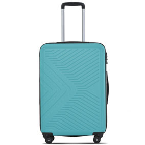 100% ABS Luggage, Lightweight and Durable, Secure TSA Lock, with internal storage pocket, 24 inch (Blue-Green)