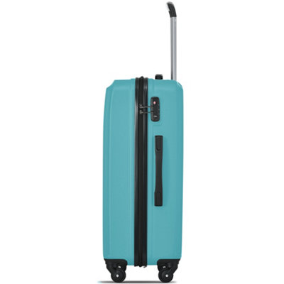 100% ABS Luggage, Lightweight and Durable, Secure TSA Lock, with internal storage pocket, 24 inch (Blue-Green)