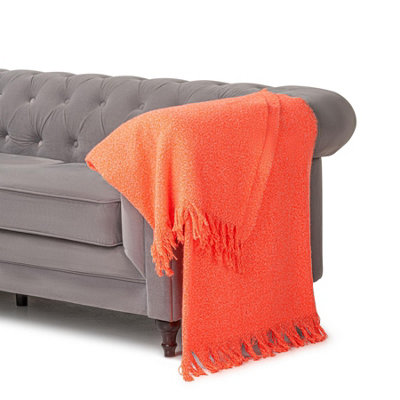 100% Acrylic Throw - 170cm x 130cm - Orange/Pink