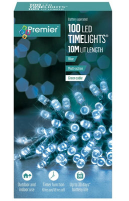 100 Battery Operated LED Timelights Blue Multi-action
