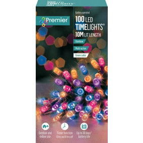 100 Battery Operated LED Timelights Rainbow Multi-action