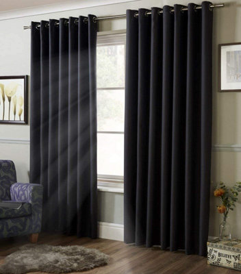 100% Blackout Ring Top Curtains 41" X 54" Charcoal