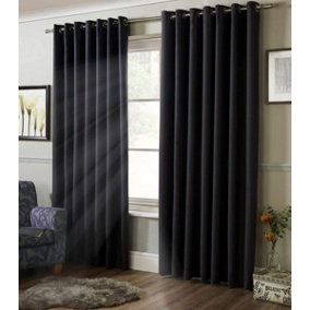 100% Blackout Ring Top Curtains 41" X 54" Charcoal
