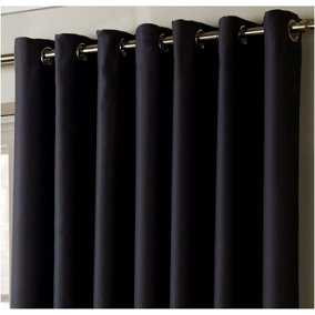 100% Blackout Ring Top Curtains 46" X 72" Charcoal
