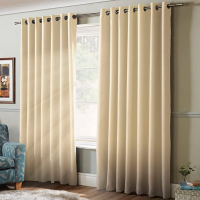 100% Blackout Ring Top Curtains 61" X 72" Cream