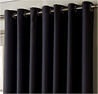 100% Blackout Ring Top Curtains 66" X 54" Charcoal