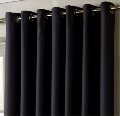 100 Blackout Ring Top Curtains 90" X 72" Charcoal DIY at B&Q