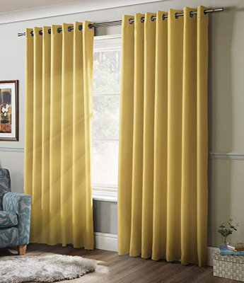 100 Blackout Ring Top Curtains 90" X 72" Ochre DIY at B&Q