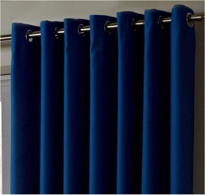 100% Blackout Ring Top Curtains 90" X 90" Blue