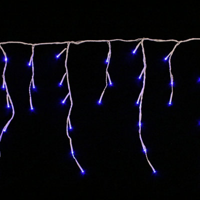 100 Blue LED Outdoor Icicle String Lights 2.4m DIY at B&Q