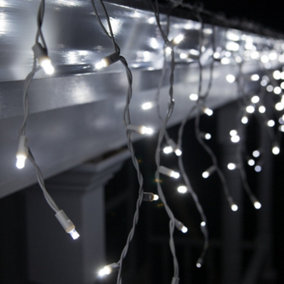 100 Bright White LED Outdoor Icicle String Lights 2.4m