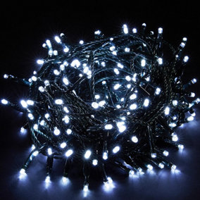 100 Bright White LED's Black Cable Connectable Outdoor Christmas Waterproof String Lights (10m) Low Voltage Plug