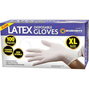 100 Clear Latex Disposable Powder Free Gloves Non Sterile Extra Large