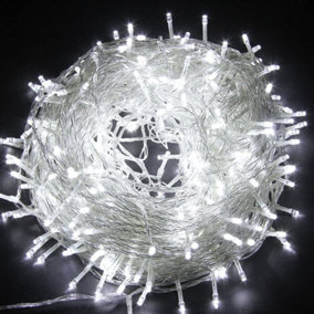 100 Cool White LEDs Multifunction Timer Clear Cable Outdoor String Fairy Lights 10M