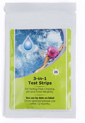100 Dip 3-in-1 Test Strips Blue Sparkle for Ground Pool Spa and Hot Tubs Treatment to Measures PH, Alkaline and Chlorine