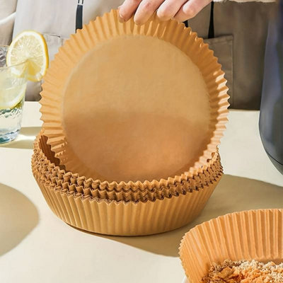 100 Disposable Air Fryer Liners Round Greaseproof Parchment Paper Sheets 16cm - 4