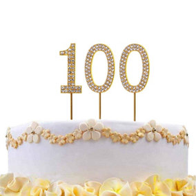 100  Gold Diamond Sparkley Cake Topper Number Year For Birthday Anniversary Party Decorations