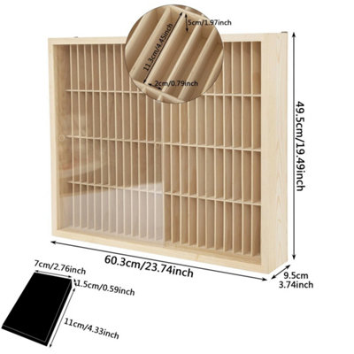 100-Grid Wooden Cassette Tape Case Storage Rack Display Stand Wall ...