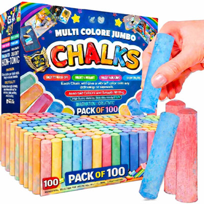 100 Jumbo Chalks for Kids Giant Chunky Outdoor Pavement Chalk Washable ...