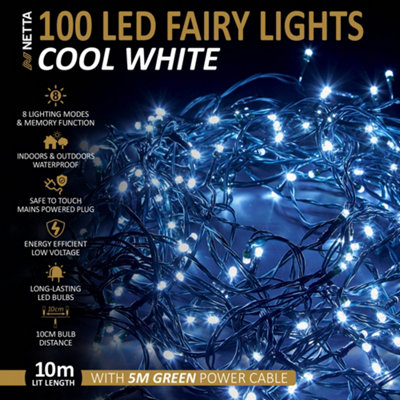 100 LED 10M Fairy String Christmas Tree Lights Outdoor and Indoor Plug ...