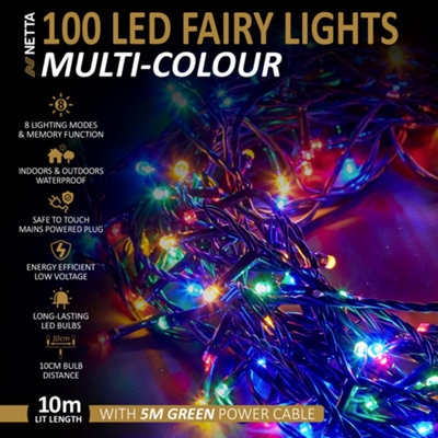 100 LED 10M Fairy String Christmas Tree Lights Outdoor and Indoor Plug ...