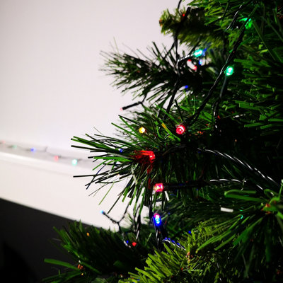 100 LED 10m Premier Christmas Indoor Outdoor Multi Function Battery Operated String Lights with Timer in Multicoloured