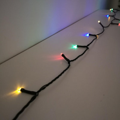 100 LED 10m Premier Christmas Indoor Outdoor Multi Function Battery Operated String Lights with Timer in Multicoloured