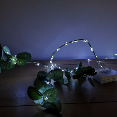 100 LED 5m Premier MicroBrights Indoor Outdoor Christmas Multi Function Battery Operated Lights with Timer on Pin Wire Cool White - 3
