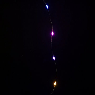 100 LED 5m Premier MicroBrights Indoor Outdoor Christmas Multi Function Battery Operated Lights with Timer on Pin Wire in Rainbow - 3