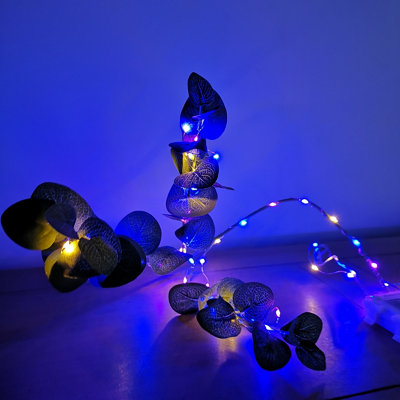 100 LED 5m Premier MicroBrights Indoor Outdoor Christmas Multi Function Battery Operated Lights with Timer on Pin Wire in Rainbow - 5