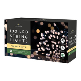 100 Led Battery Lights - Warm White