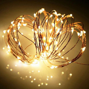 100 LED Christmas Fairy Lights Mini Battery Powered Warm White 5M Silver Wire Starry String Lights for Bedroom or Christmas