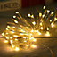 100 LED Christmas Fairy Lights Mini Battery Powered Warm White 5M Silver Wire Starry String Lights for Bedroom or Christmas