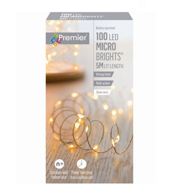 100 LED Micro Wire Lights Vintage Gold Siler Wire Multi Function 5M Lit Length Price Comparisons | Compare The Build