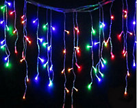 100 LED Multi-Coloured Outdoor Icicle battery String Lights 2.4m