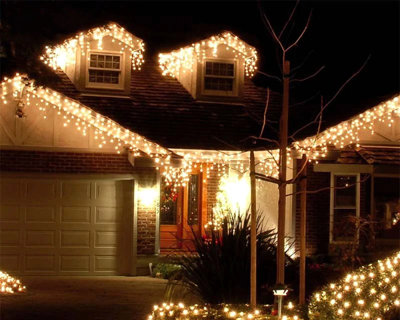 100 LED Warm White Outdoor Icicle battery String Lights 2.4m
