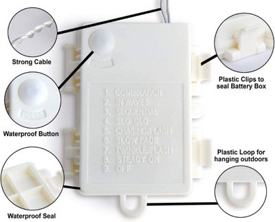 100 LED Warm White Outdoor Icicle battery String Lights 2.4m - 4