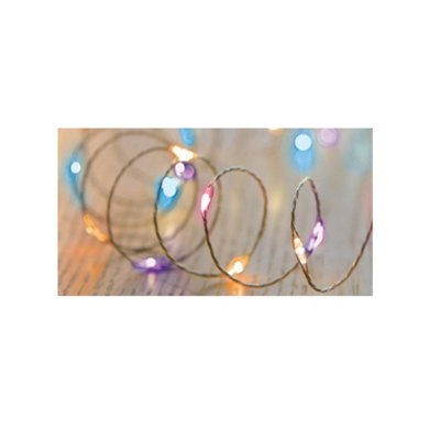 100 LED Wire Lights Rainbow Christmas String Micro Brights Battery With Timer 5M
