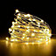 100 LEDs Silver Wire With Warm White LEDs Copper Wire Indoor Battery Operated StringLights