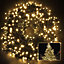 100 LEDs Warm White Fairy String Lights Cool White Indoor/Outdoor Green Cable 8 Modes Mains Powered Memory Auto Timer