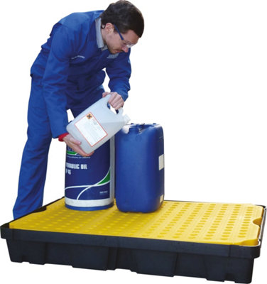 100 Litre Bunded Spill Tray with Removable Grid, Heavy Duty Drip ...