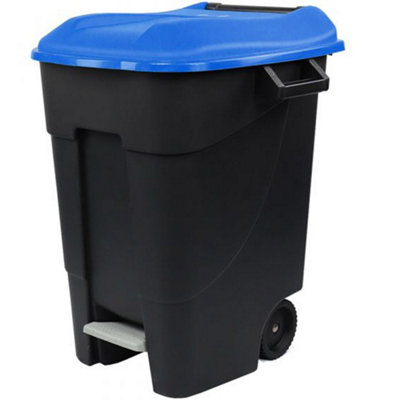 100 Litre Wheelie Bin with Foot Pedal - Blue Lid