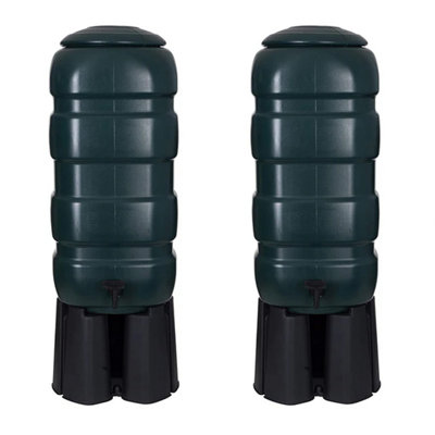 100 Litres Green Outdoor Water Butt Complete With Stand & Kit