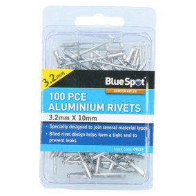 100 Metric Aluminium Blind Pop Pot Rivets Set Fastener Fastening 3.2mm x 10mm