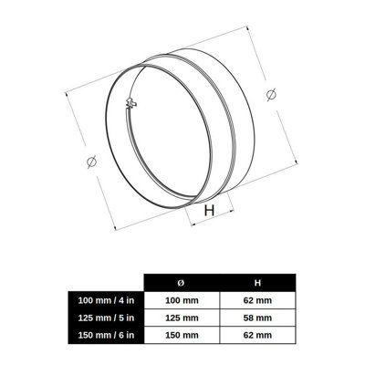 100 mm / 4 in Anti Backdraft Non-Return Pipe Connection White PVC Round Grille - 3