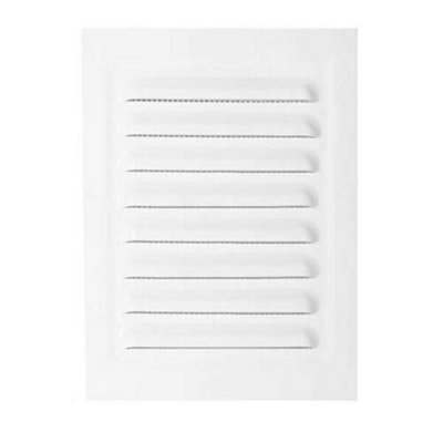 100 mm x 140 mm White Metal Air Vent Grille with Fly Screen Ventilation Duct Cover with Flange