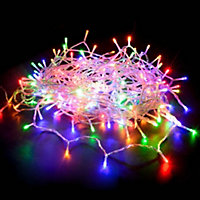 100 Multi-Coloured LED's Clear Cable Connectable Outdoor Garden Party Waterproof String Lights (10m) Low Voltage Plug