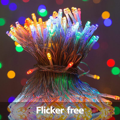 100 Multicolour LEDs Multifunction Timer Clear Cable Outdoor String ...