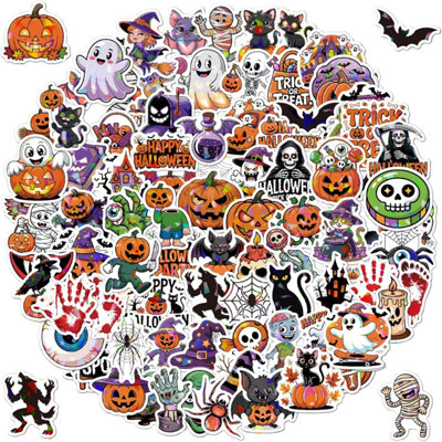 100 Non-Repeating Holographic Halloween Stickers, Vinyl Waterproof ...