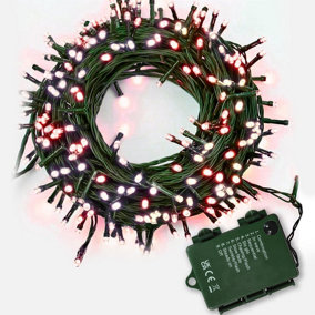 100 Outdoor Battery Operated LED Lights - RED WHITE